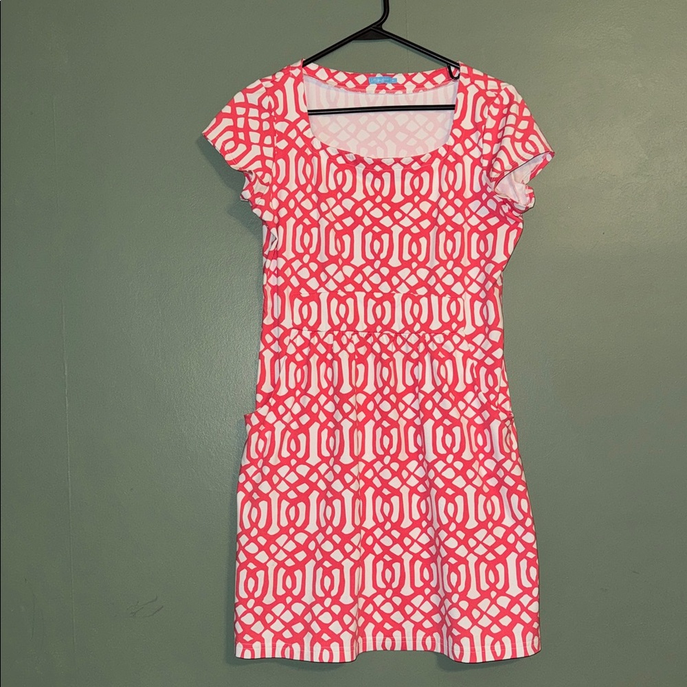 J. McLaughlin Emma Dress White & Red Medium Catalina Cloth Signature